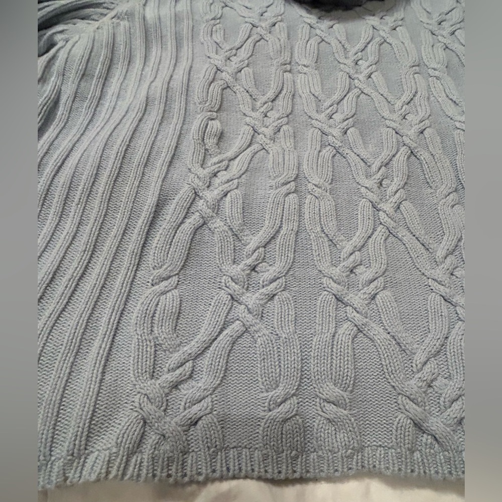 Vintage Gaddy Collection 100% Cotton Blue Cable Knit Turtleneck Sweater - Picture 5 of 11
